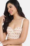 Zivame X Monisha Jaising Padded Wired Medium Coverage Strapless Bra - Ecru Bouquet Print — thumbnail 3